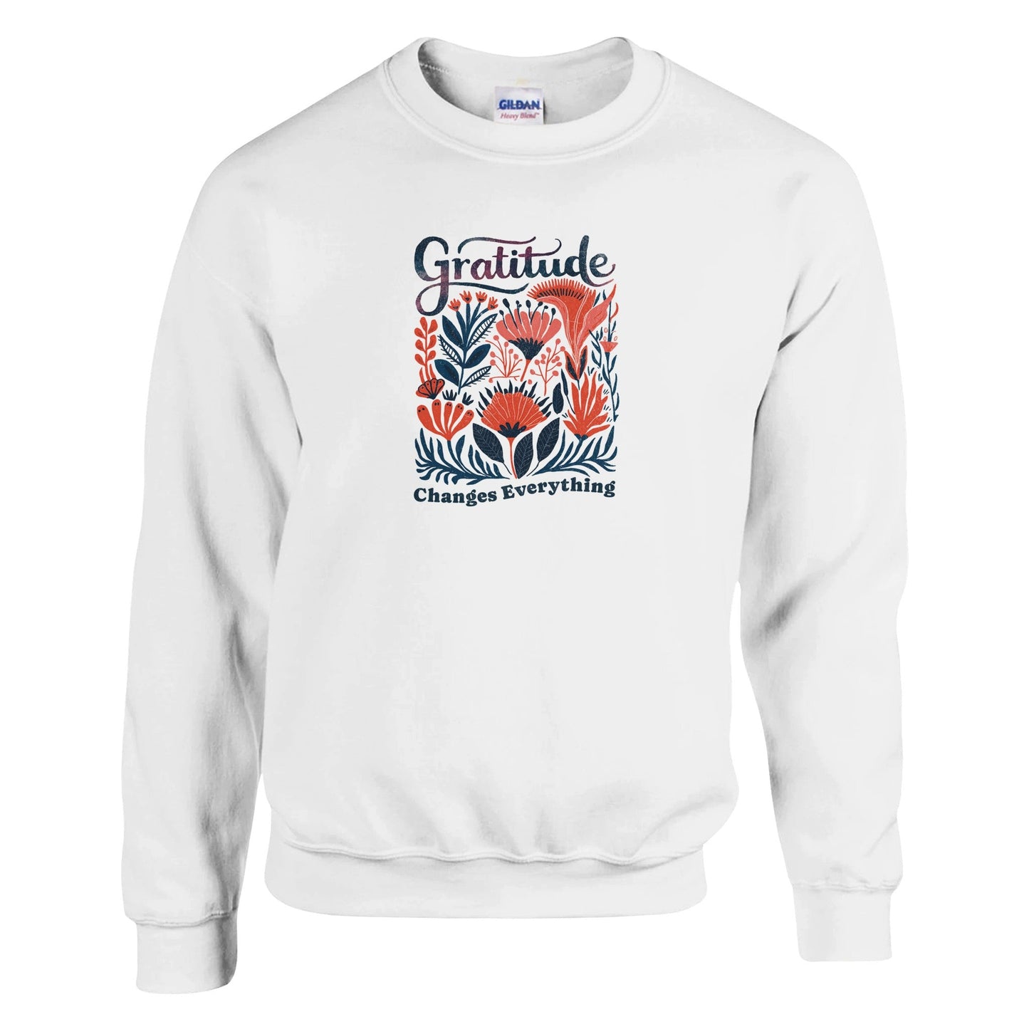 Gratitude - Classic Unisex Crewneck Sweatshirt | Gildan® 18000A heavy blend sweatshirt. Crafted from a soft blend of 50% cotton and 50% polyester.
 Features air jet yarn for a softer feel and reduced pilling.
Double-needle stitGratitude - Classic Unisex Crewneck Sweatshirt