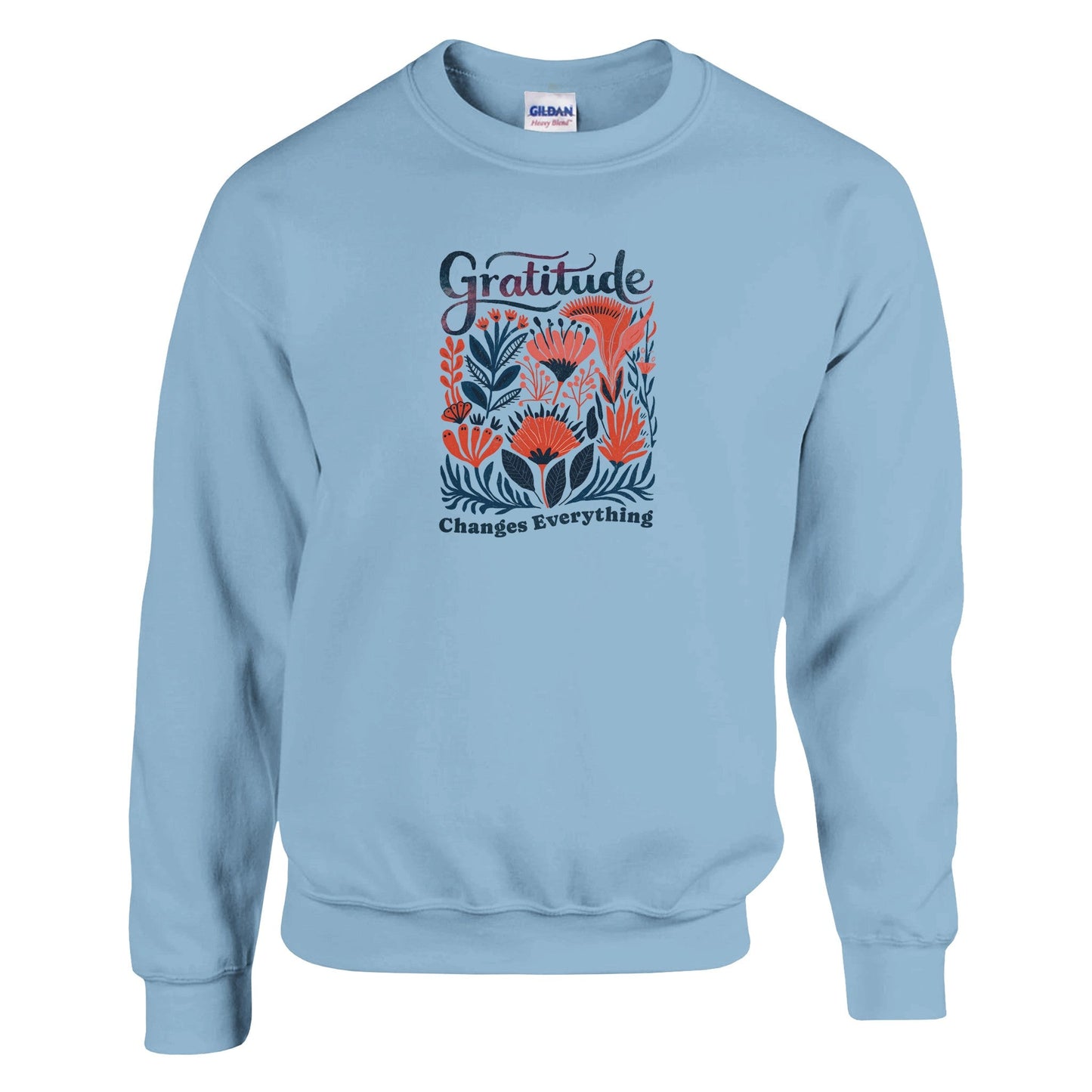 Gratitude - Classic Unisex Crewneck Sweatshirt | Gildan® 18000A heavy blend sweatshirt. Crafted from a soft blend of 50% cotton and 50% polyester.
 Features air jet yarn for a softer feel and reduced pilling.
Double-needle stitGratitude - Classic Unisex Crewneck Sweatshirt