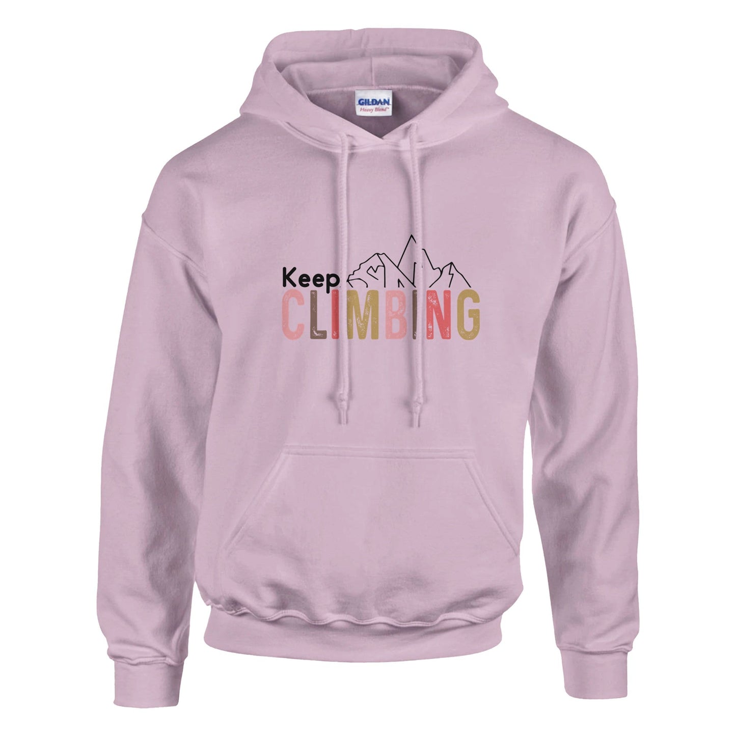 Keep Climbing - Classic Unisex Pullover Hoodie | Gildan® 18500A heavy blend hoodie. Crafted from a soft blend of 50% cotton and 50% polyester.
Features a double-lined hood with matching drawstring.
The fabric's air jet yarn offClimbing - Classic Unisex Pullover Hoodie