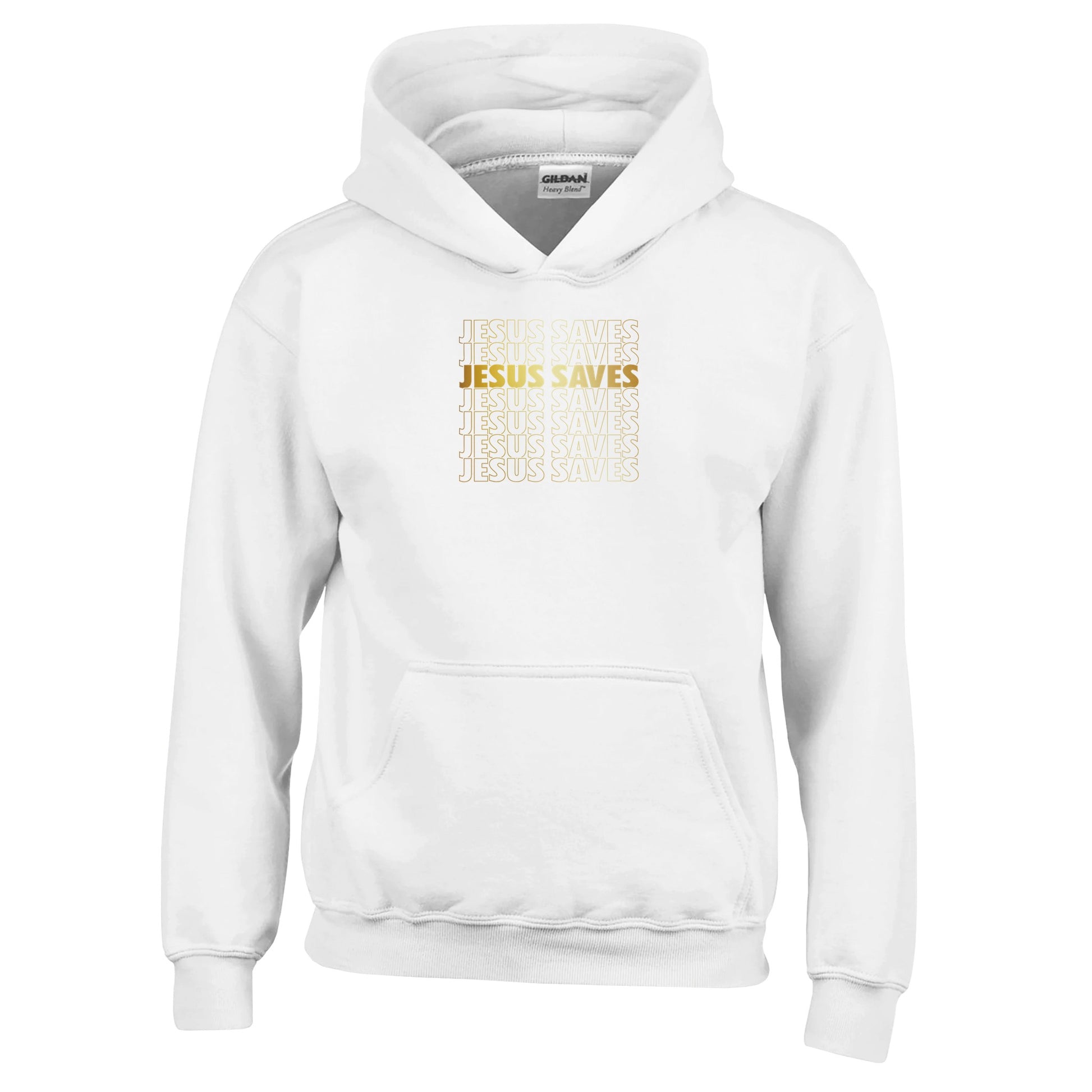 Jesus Saves - Classic Kids Pullover Hoodie | Gildan 18500BA heavy blend kids hoodie. Crafted from a soft blend of 50% cotton and 50% polyester.
Features a double-lined hood.
The fabric's air jet yarn offers a softer feel anJesus Saves - Classic Kids Pullover Hoodie