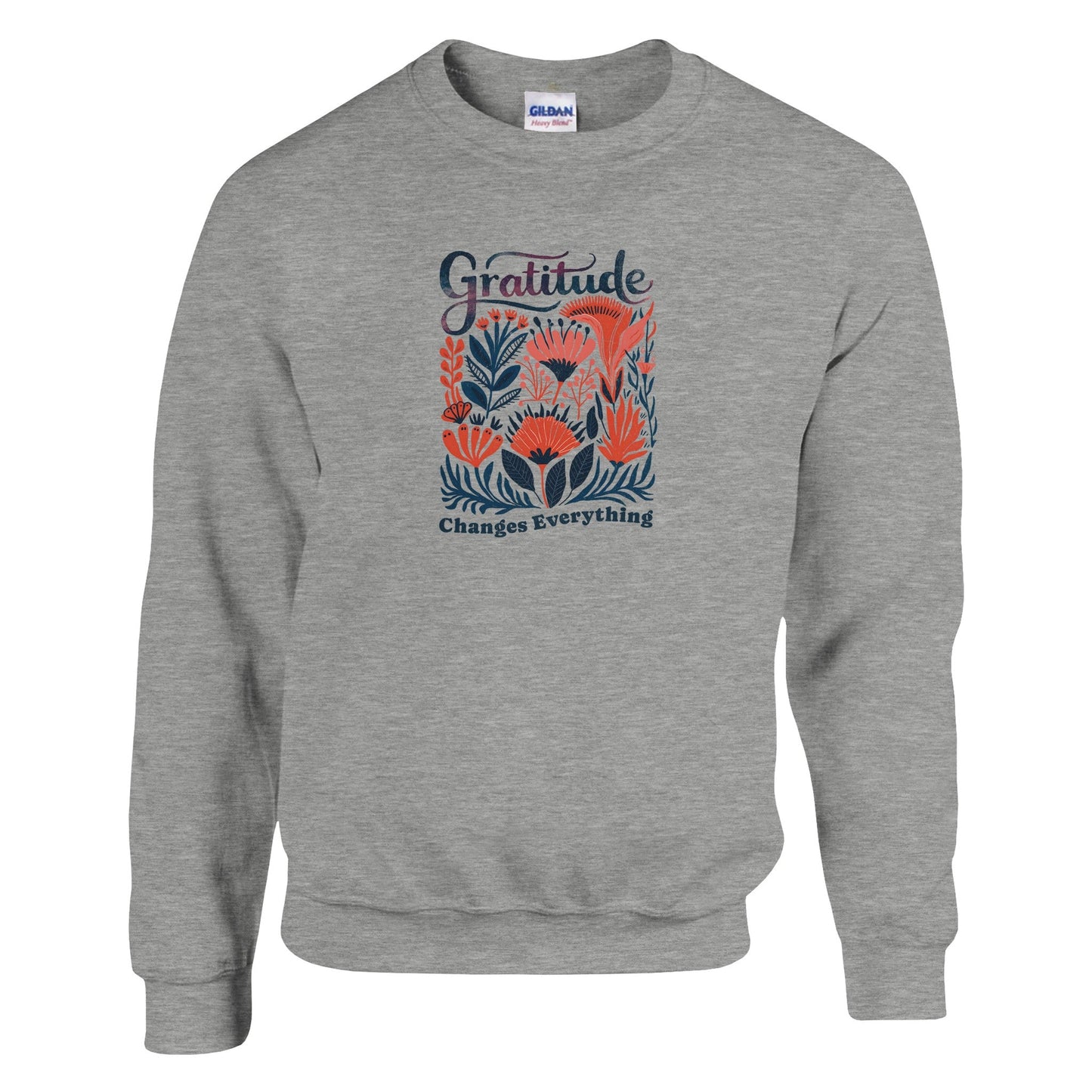 Gratitude - Classic Unisex Crewneck Sweatshirt | Gildan® 18000A heavy blend sweatshirt. Crafted from a soft blend of 50% cotton and 50% polyester.
 Features air jet yarn for a softer feel and reduced pilling.
Double-needle stitGratitude - Classic Unisex Crewneck Sweatshirt