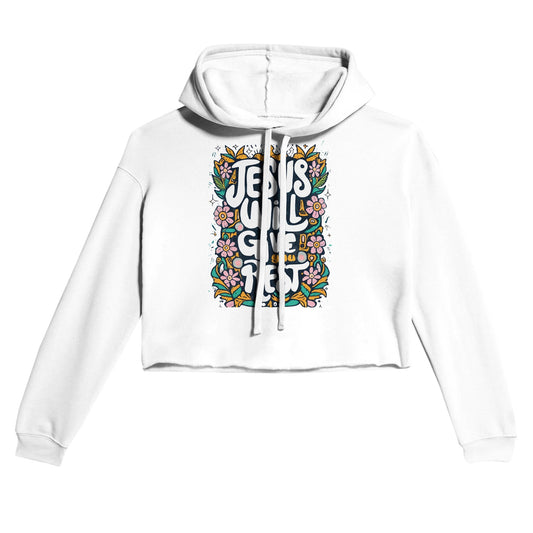 Jesus Rest - Women's Cropped Hoodie | Bella + Canvas 7502An exceptional hoodie that seamlessly blends comfort and style. This fashion-forward garment is an absolute must-have for your wardrobe, effortlessly making a bold sJesus Rest - Women'