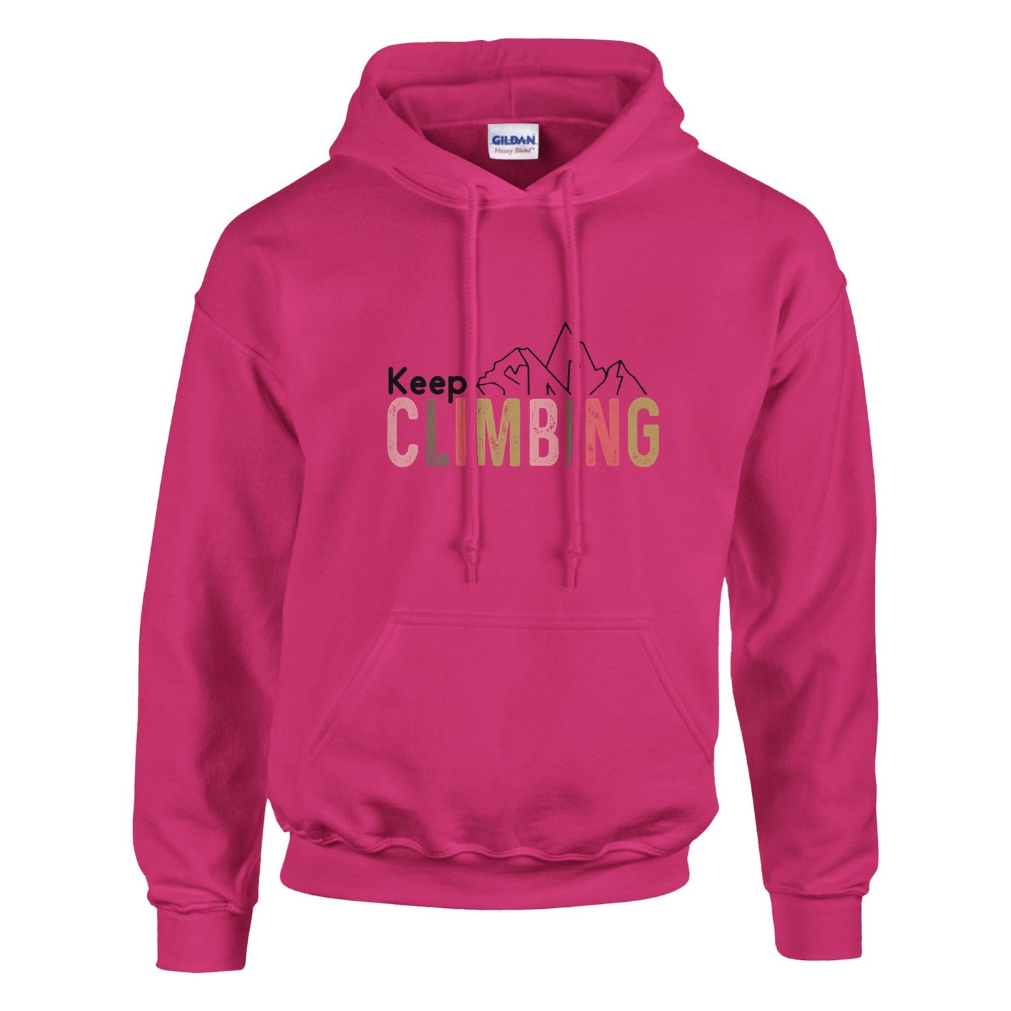 Keep Climbing - Classic Unisex Pullover Hoodie | Gildan® 18500A heavy blend hoodie. Crafted from a soft blend of 50% cotton and 50% polyester.
Features a double-lined hood with matching drawstring.
The fabric's air jet yarn offClimbing - Classic Unisex Pullover Hoodie