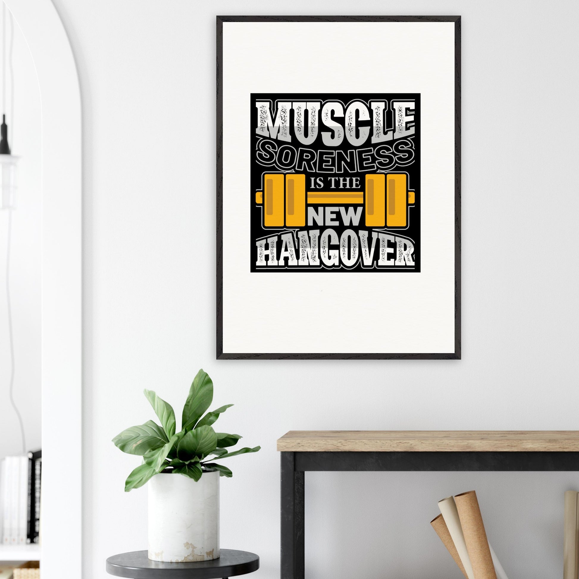 Muscle soreness - Premium Wooden Framed Poster With Museum-Quality MatOur ready-to-hang premium wooden framed posters showcase meticulous craftsmanship. Milled from responsibly sourced oak, our natural frames have a classic appeal, whiMuscle soreness - Premium Wooden Framed Poster