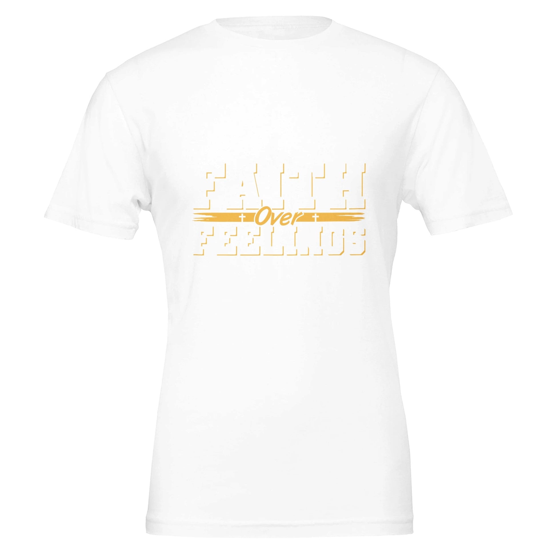 Faith Over Feelings - Premium Unisex Crewneck T-shirt | Bella + CanvasThis t-shirt is renowned for its soft feel and sturdy construction, ideal for DTG printing.

Made from 100% Airlume combed and ring-spun cotton, offering a premium, Feelings - Premium Unisex Crewneck