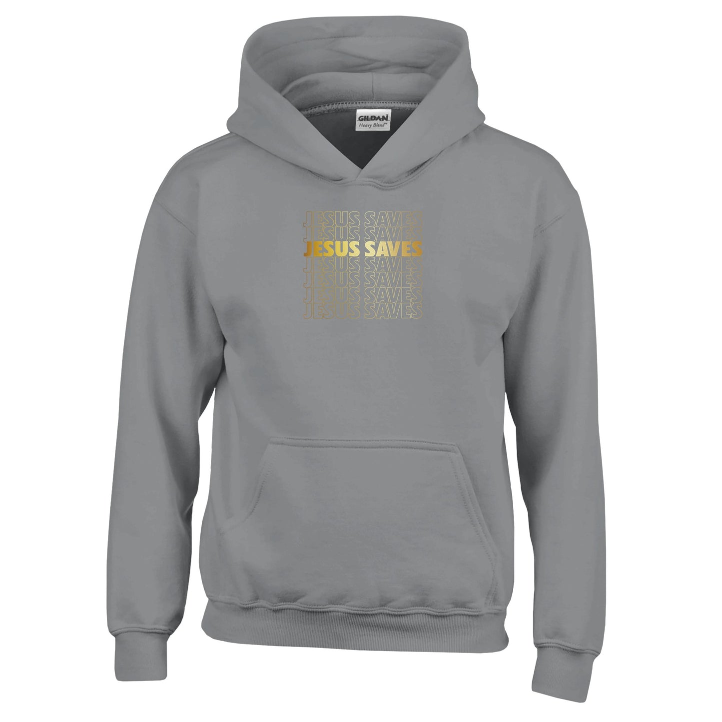 Jesus Saves - Classic Kids Pullover Hoodie | Gildan 18500BA heavy blend kids hoodie. Crafted from a soft blend of 50% cotton and 50% polyester.
Features a double-lined hood.
The fabric's air jet yarn offers a softer feel anJesus Saves - Classic Kids Pullover Hoodie