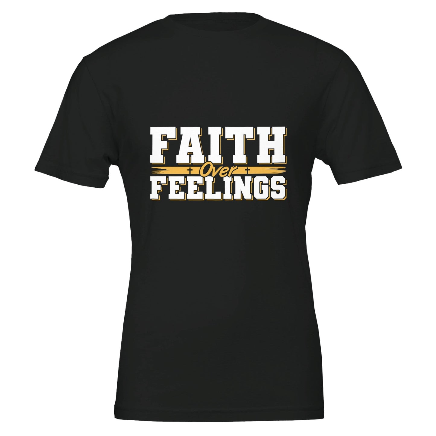 Faith Over Feelings - Premium Unisex Crewneck T-shirt | Bella + CanvasThis t-shirt is renowned for its soft feel and sturdy construction, ideal for DTG printing.

Made from 100% Airlume combed and ring-spun cotton, offering a premium, Feelings - Premium Unisex Crewneck