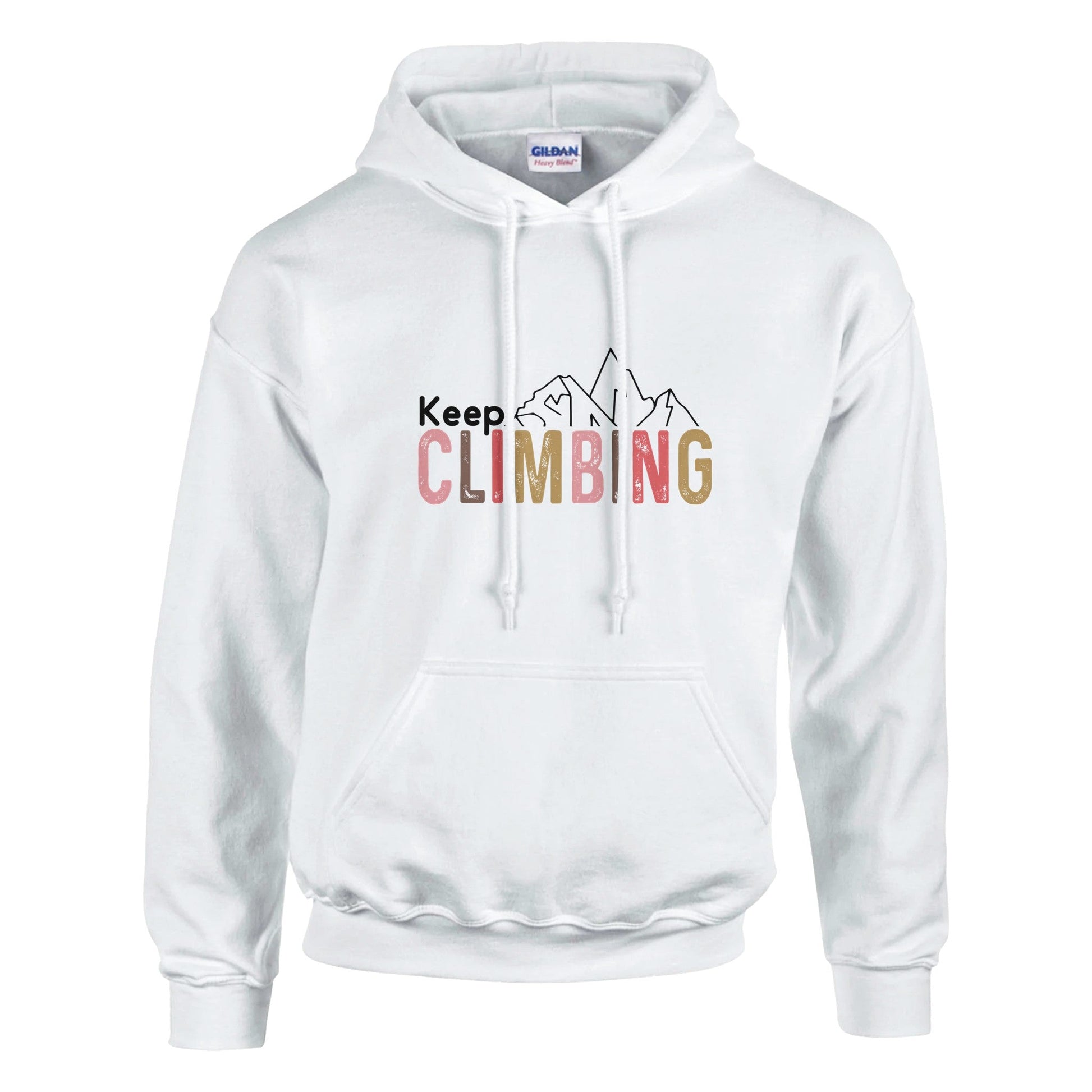 Keep Climbing - Classic Unisex Pullover Hoodie | Gildan® 18500A heavy blend hoodie. Crafted from a soft blend of 50% cotton and 50% polyester.
Features a double-lined hood with matching drawstring.
The fabric's air jet yarn offClimbing - Classic Unisex Pullover Hoodie