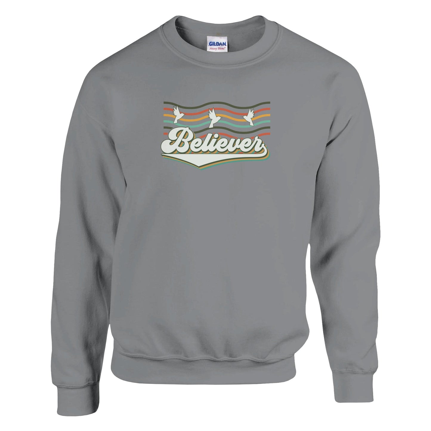 Believe - Classic Unisex Crewneck Sweatshirt | Gildan® 18000A heavy blend sweatshirt. Crafted from a soft blend of 50% cotton and 50% polyester.
 Features air jet yarn for a softer feel and reduced pilling.
Double-needle stit- Classic Unisex Crewneck Sweatshirt