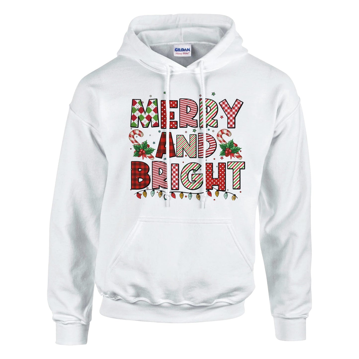 Merry ND bRIGHT Classic Unisex Pullover Hoodie | Gildan® 18500A heavy blend hoodie. Crafted from a soft blend of 50% cotton and 50% polyester.
Features a double-lined hood with matching drawstring.
The fabric's air jet yarn offbRIGHT Classic Unisex Pullover Hoodie