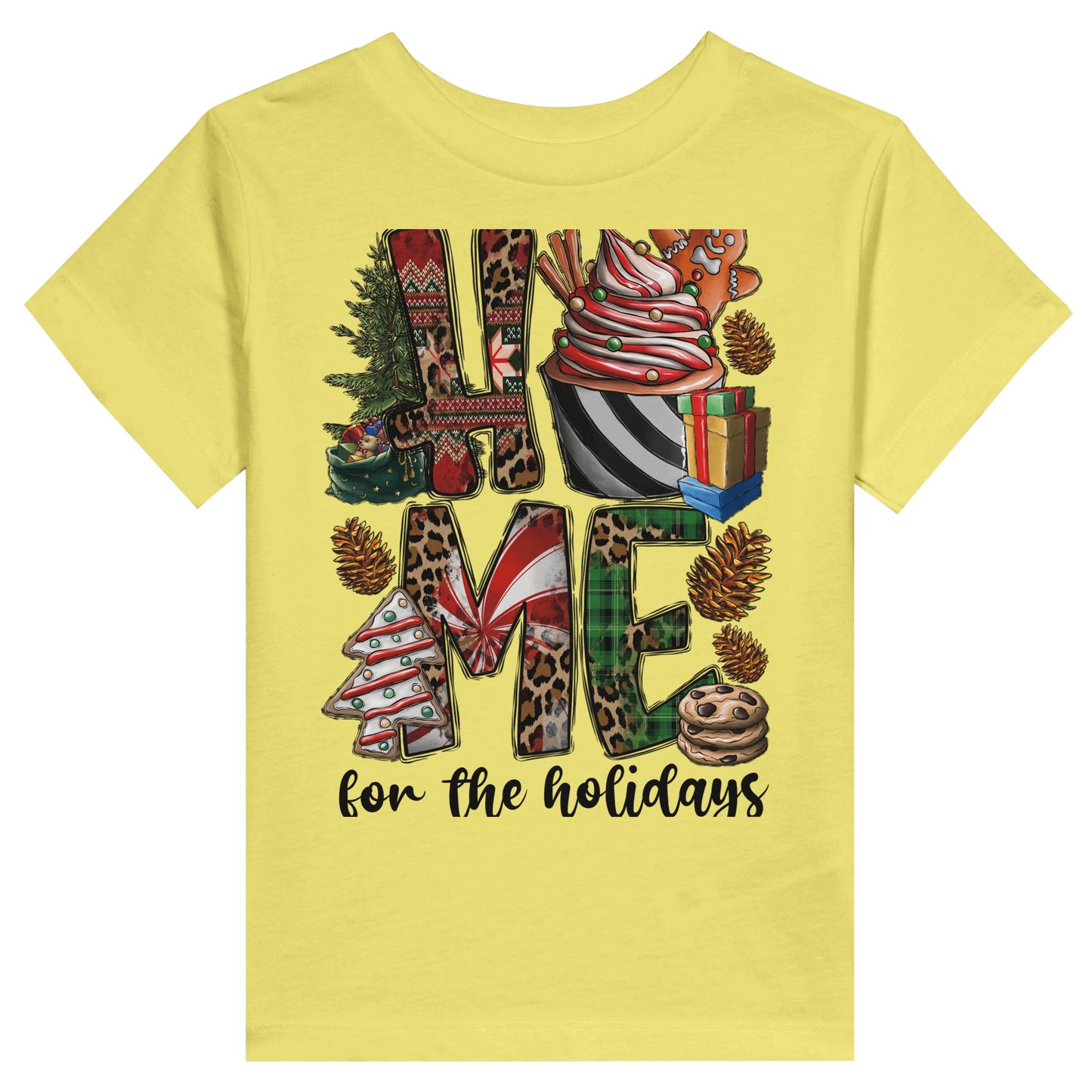 Home Holidays - Toddler Staple T-Shirt | Bella + Canvas 3001TElevate your child's wardrobe with a personalized kid's t-shirt. The Bella Canvas short sleeve tee for toddlers is made from 100% Airlume combed and ring-spun cottonHome Holidays - Toddler Staple